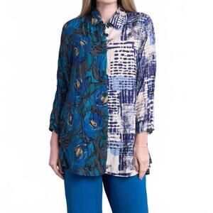 NEW SHANA APPAREL button down media shirt in blue